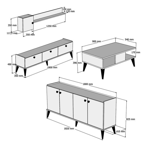 Mobilier living Lydie 2 (Nuc + marmură)
