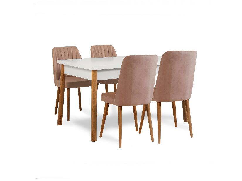 Set mobilier sufragerie Dobuse 3 (pin atlantic + alb + piatră) (pentru 4 persoane)