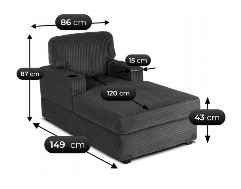 Széthúzható fotel Nuevos (szürke) 