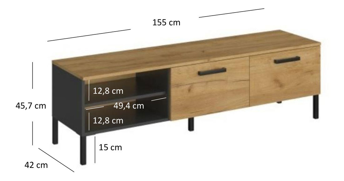 TV asztal Shanna (arany craft tölgy + antracit)