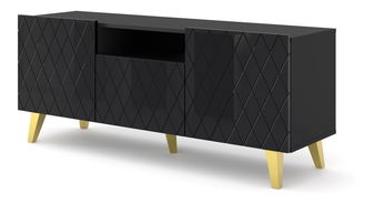 TV stolík/skrinka Dintanna 145 (čierna + lesk čierny)