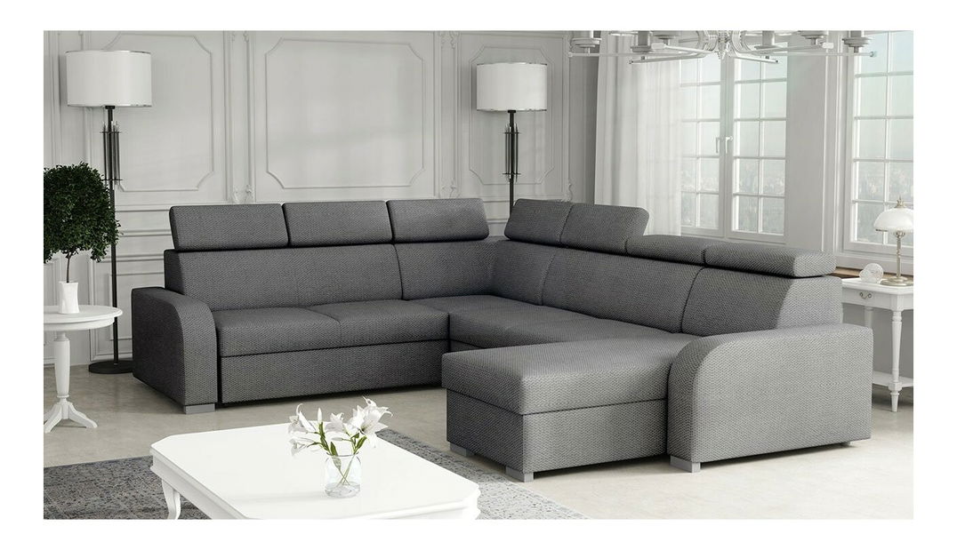 Sarokkanapé U Lyseri 2rR2pLC (sötétszürke) (tárolóhellyel)