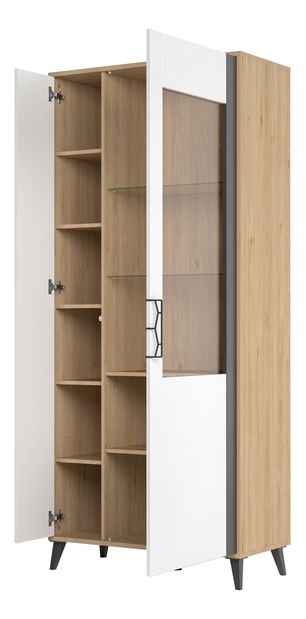 Vitrina Mussun 12 (američki orah + bijela mat + grafit mat)