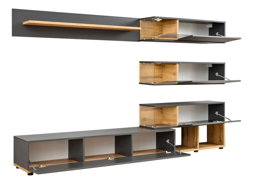 Obývacia stena Seghill 28 ANWT SK (antracit + dub wotan) (s LED osvetlením)