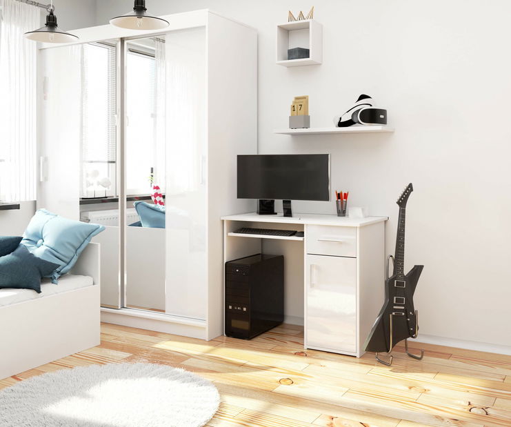 Masă PC Padma (Alb + alb lucios)