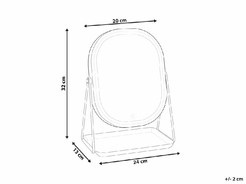 Oglindă cosmetică Dinora (rozauriu) (cu iluminat LED)