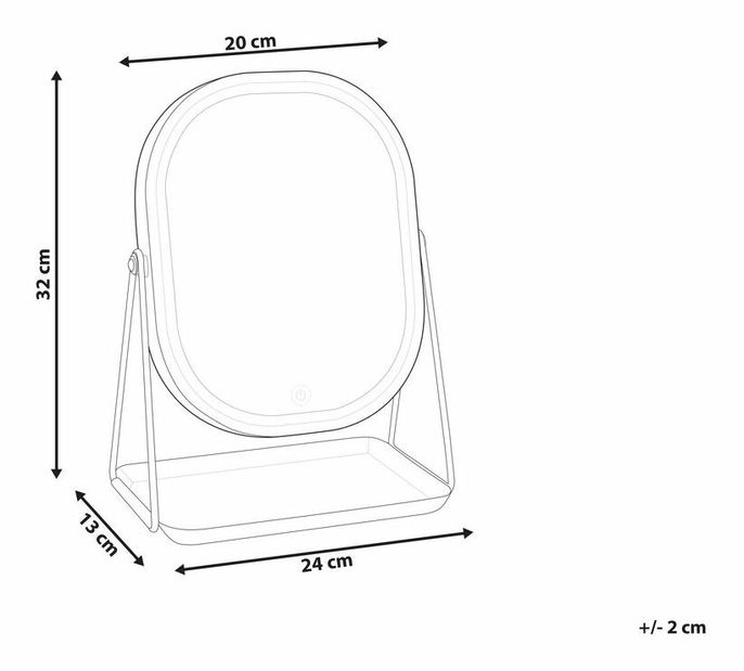 Oglindă cosmetică Dinora (rozauriu) (cu iluminat LED)