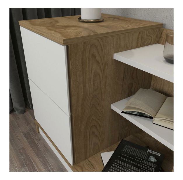 Éjjeliszekrény Rendy (fehér + tölgy) 