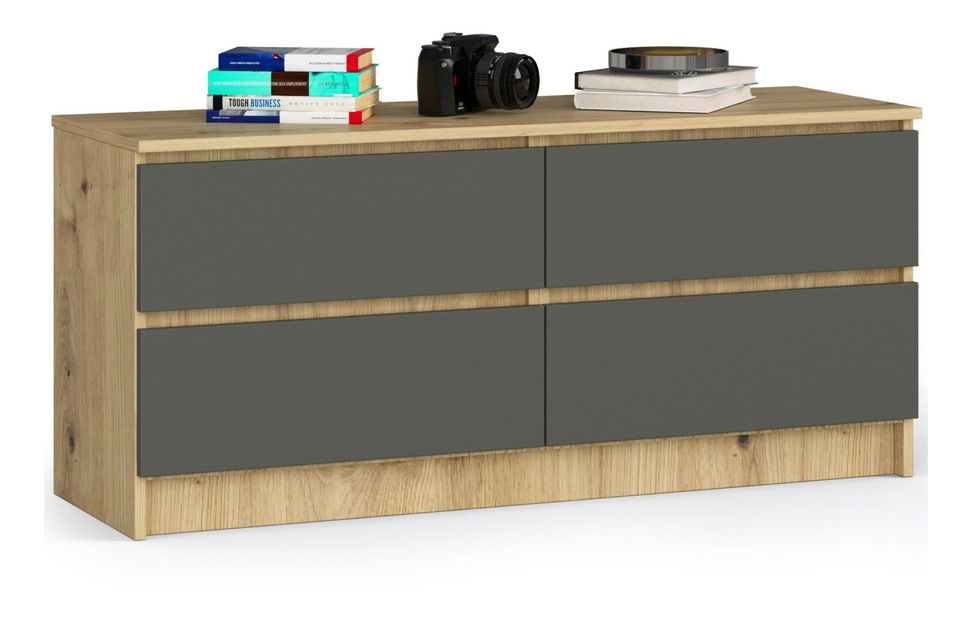 Comodă Kapil IV (stejar artisan + gri)