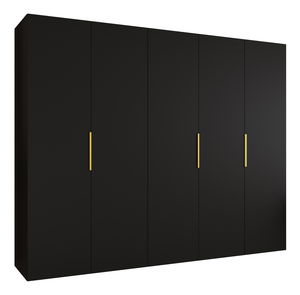 Ruhásszekrény 250 cm Mirabella 1 (fekete + arany)