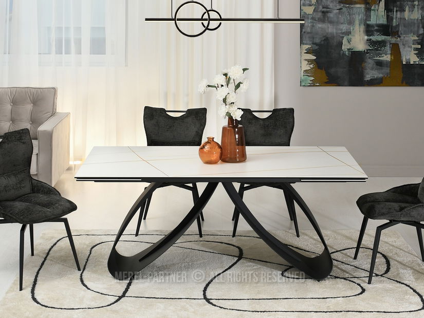 Étkezőasztal Prego (fehér márvány + fekete)