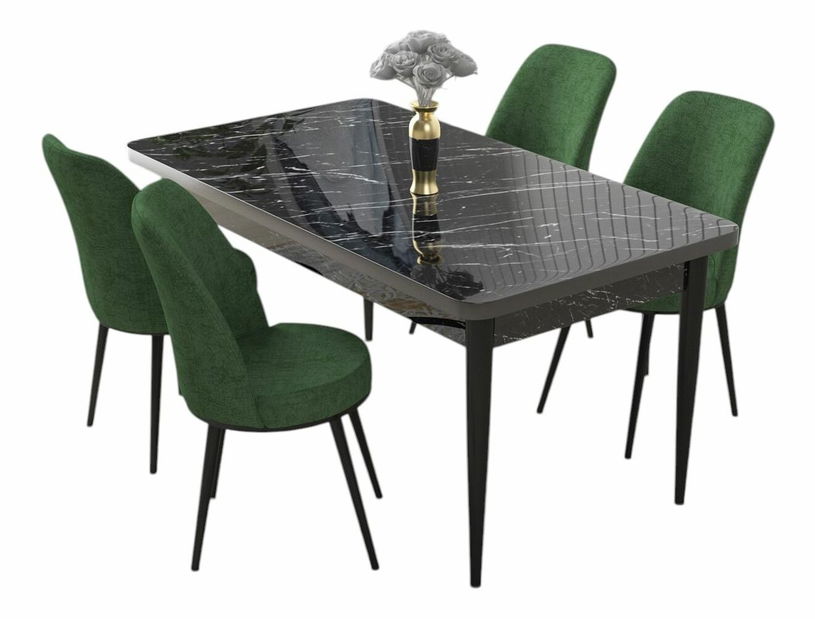 Jedálenský set Nilla (orech barokový + zelená) (pre 4 osoby)