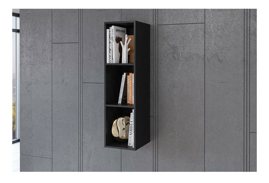 Závesný regál Henry Typ 87 (čierny + čierny vysoký lesk)