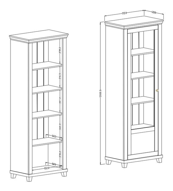 Vitrína Elvina Typ 05 (biela + jaseň + dub lefkas)