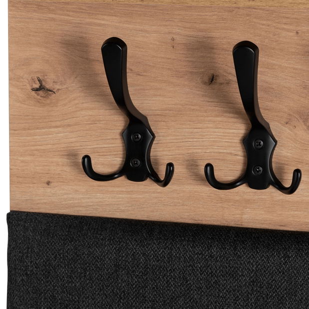 Panou cuier Pratt (Stejar artisan + grafit) 