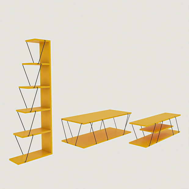 Set mobilier living Eleanore (galben + negru)