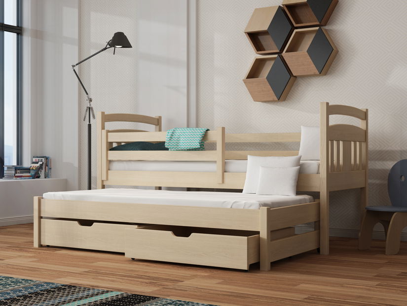 Detská posteľ 80 x 180 cm FELTON (s roštom a úl. priestorom) (borovica)