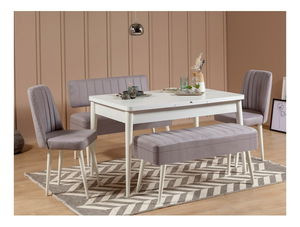 Blagovaonski set Vlasta 2 (bijela + siva) (za 6 osoba)