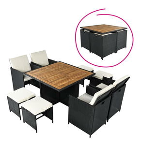 Set mobilier ratan de grădină Milford (negru + crem + natural)