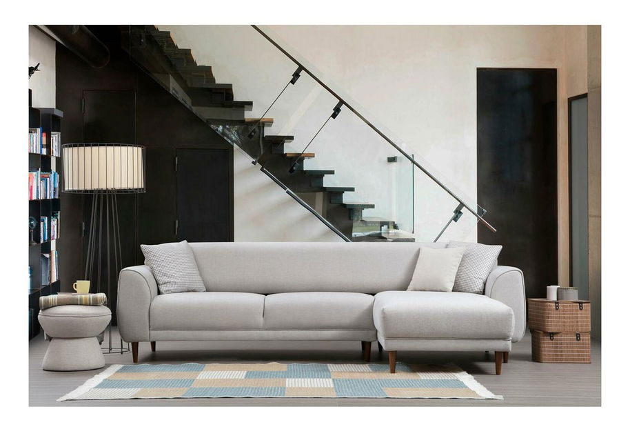 Rohová sedačka Imagetta (P) (béžová + orech)