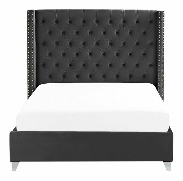 Franciaágy 140 cm Lubbka (fekete) (ágyráccsal)