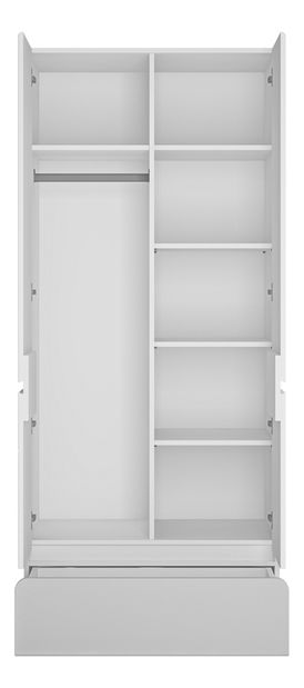 Dulap de haine Albunus S02 (Alb alpin + Gri lucios)