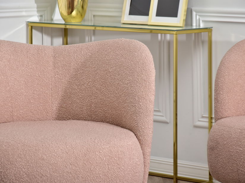 Relaxačné kreslo Corintana (púdrová ružová + zlatá)