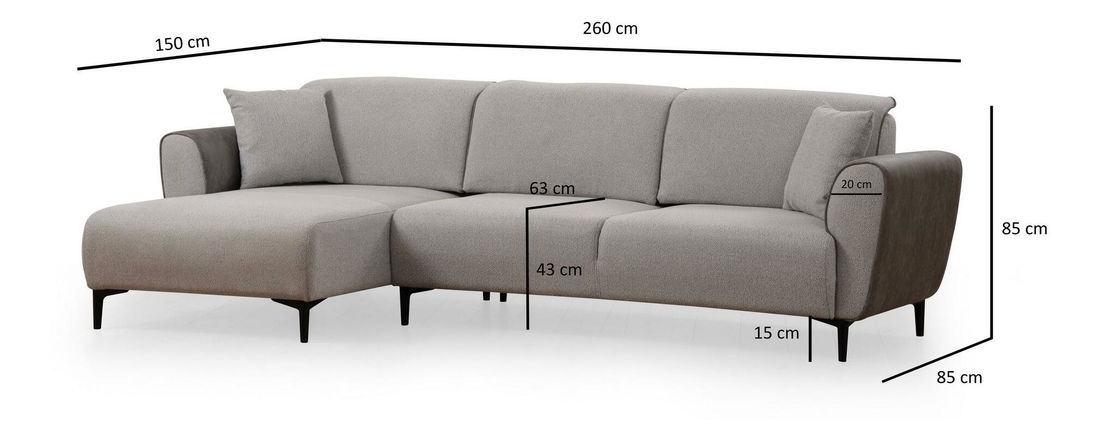 Rohová sedačka Aronaso (L) (sivá)