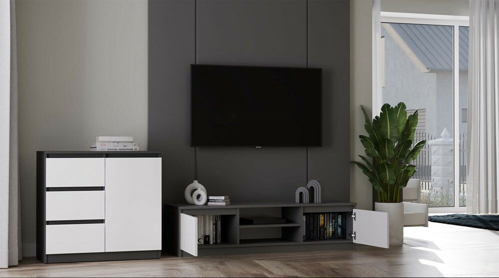TV skrinka Musecalo 140 (antracit + biela)