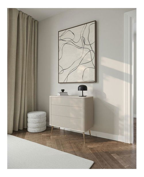 Comodă Oglio O3 (gri bej + auriu)