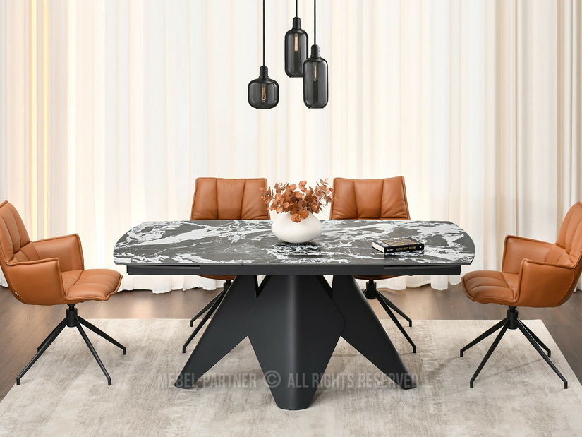 Masă sufragerie Noruega (marmură + negru)