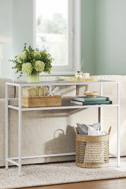 Măsuță consolă Byat 4 (alb + sticlă)