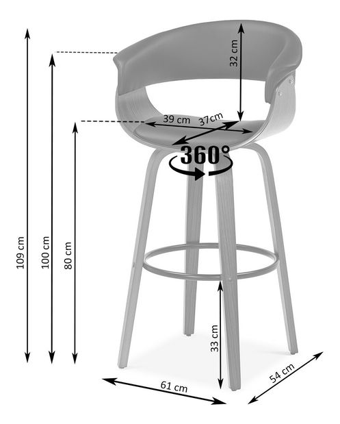 Scaun bar Elynah 75 (negru)