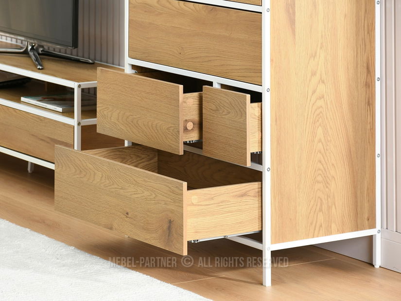 Comodă Soren Kom (stejar + alb)