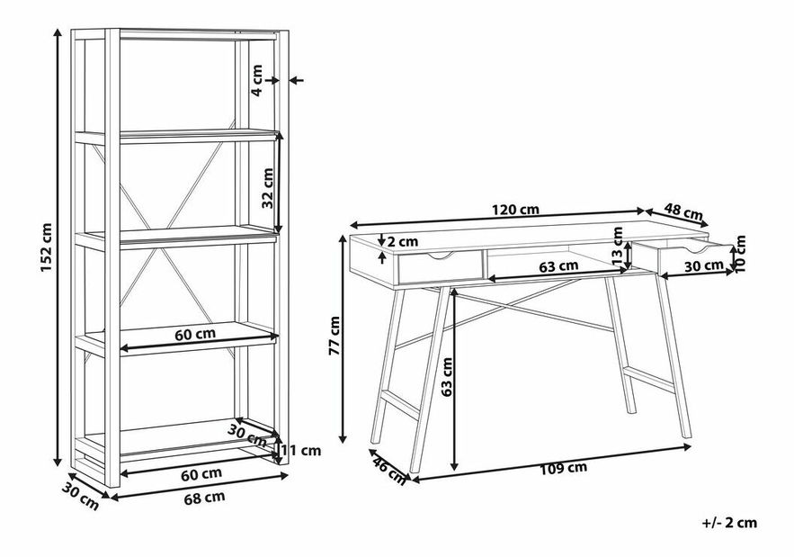 Kancelárska zostava Jenza (biela + svetlé drevo)