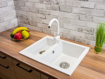 Kuchynský drez Yagma (biela) (s 2 otvormi pre batériu) (P)