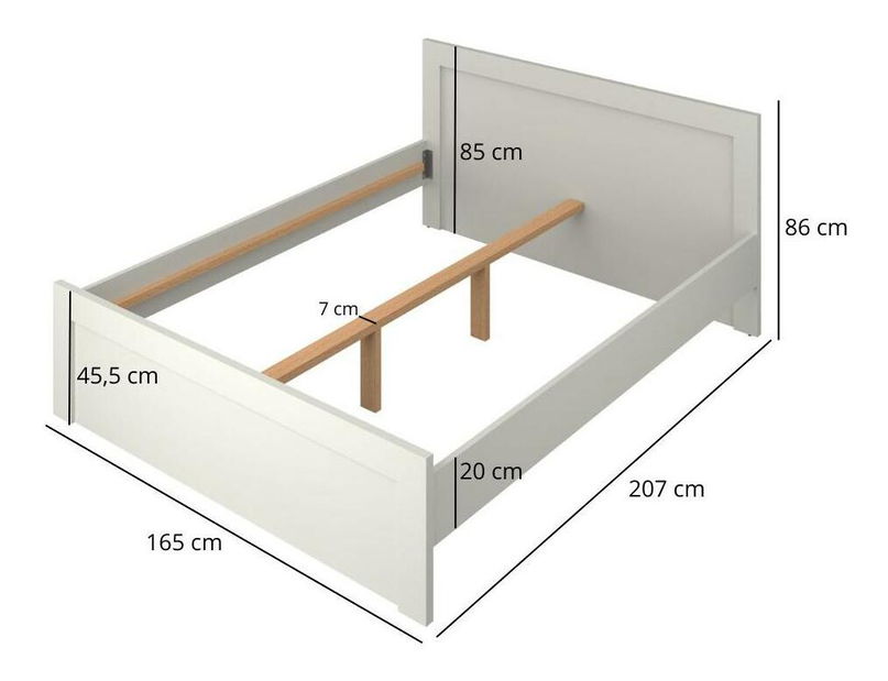 Pat matrimonial 160 cm Kodro (cașmir + stejar evoke) (cu somieră)