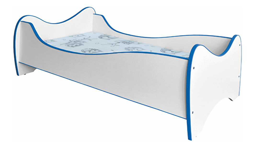 Jednolôžková posteľ 80 cm Duo (biela + modrá) (s roštom a matracom)