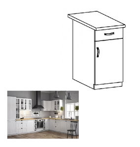 Dulap inferior de bucătărie D40S1 Provense (Alb + sosna andersen) (D)