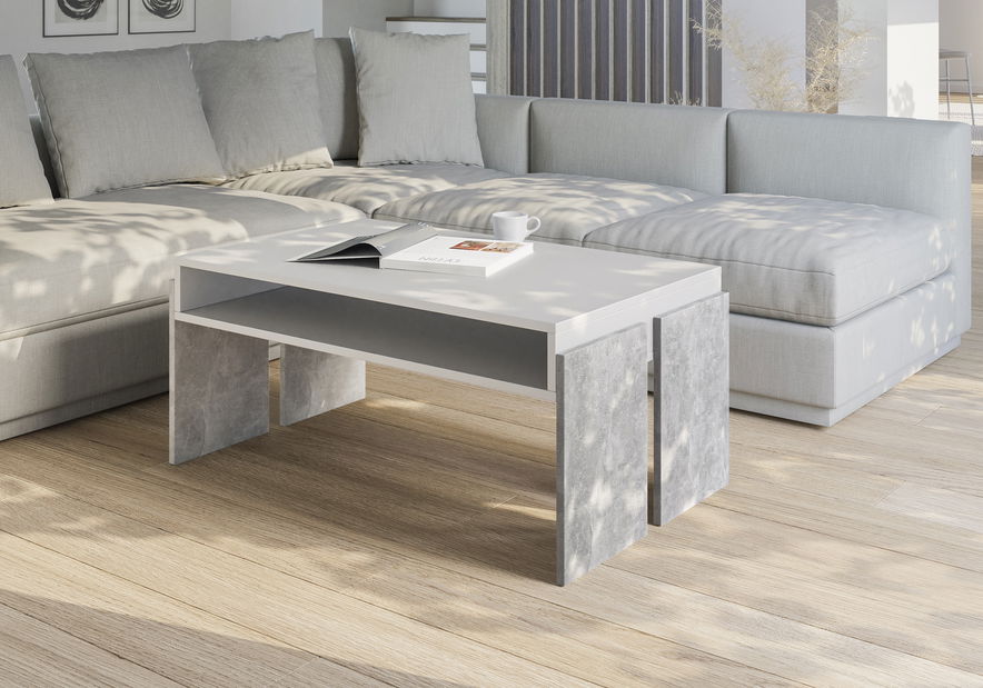 Dohányzóasztal Ramea (fehér + kő)