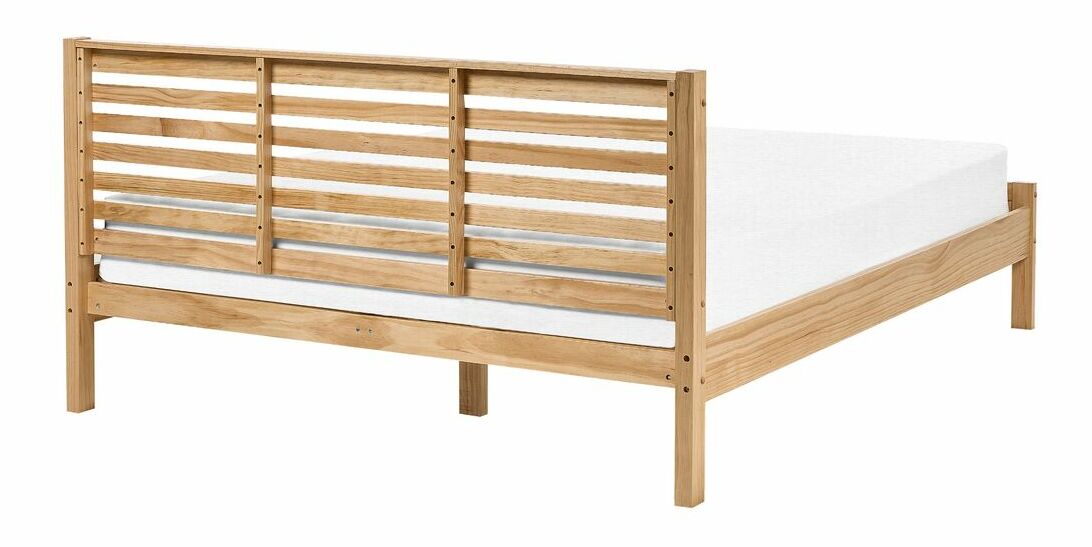 Manželská posteľ 160 cm CAROC (s roštom) (svetlé drevo)