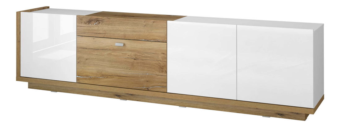 Masă TV Laree Typ 40 (stejar flagstaff + alb lucios)