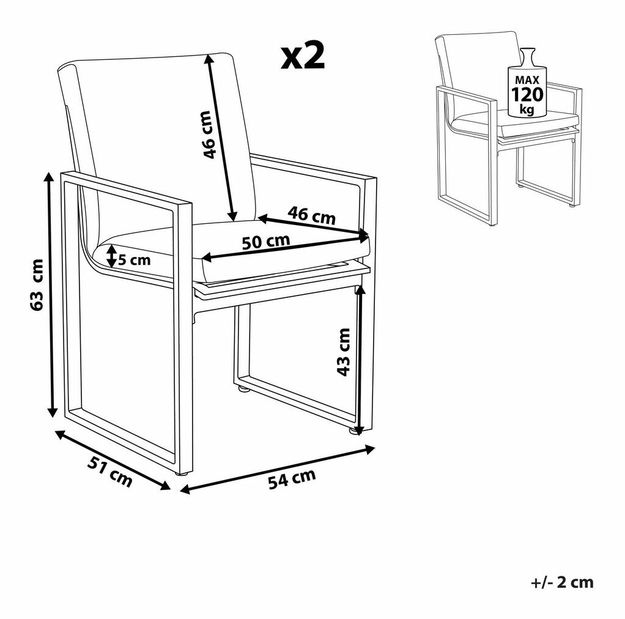 Set 2ks. stoličiek Paole (sivá)