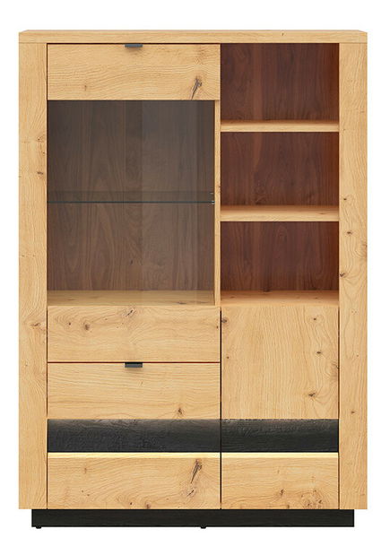 Vitrină Ostia REG1D1W2S/15/10 (stejar artisan + stejar negru)