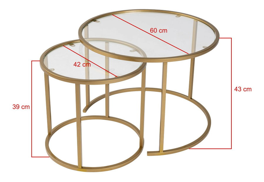 Set de 2 măsuțe de cafea Grammy (auriu)