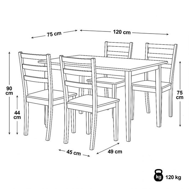 Set mobilier sufragerie cu 4 scaune Vesta (natural)