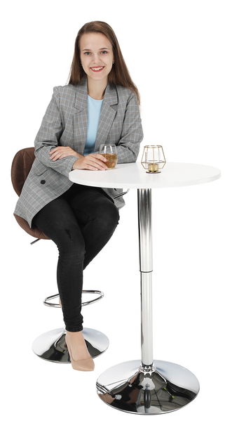 Barski stol podesive visine Biria (bijela + krom) 