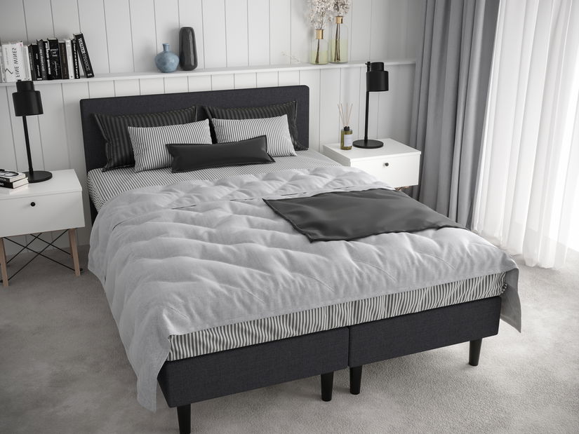 Manželská posteľ Boxspring 140 cm Rita (sivočierna) (s matracom, bez úložného priestoru)