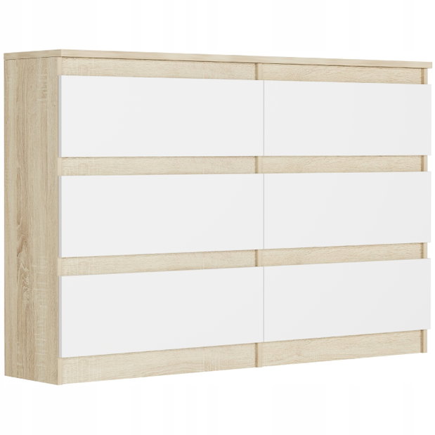 Fiókos komód Rulux (szonoma tölgy + fehér)