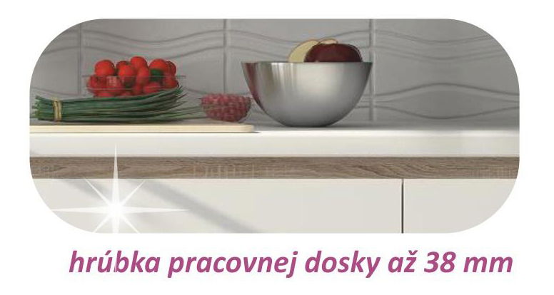 Kuchyňa Lilouse 260 cm dub sonoma + lesk extra vysoký biely